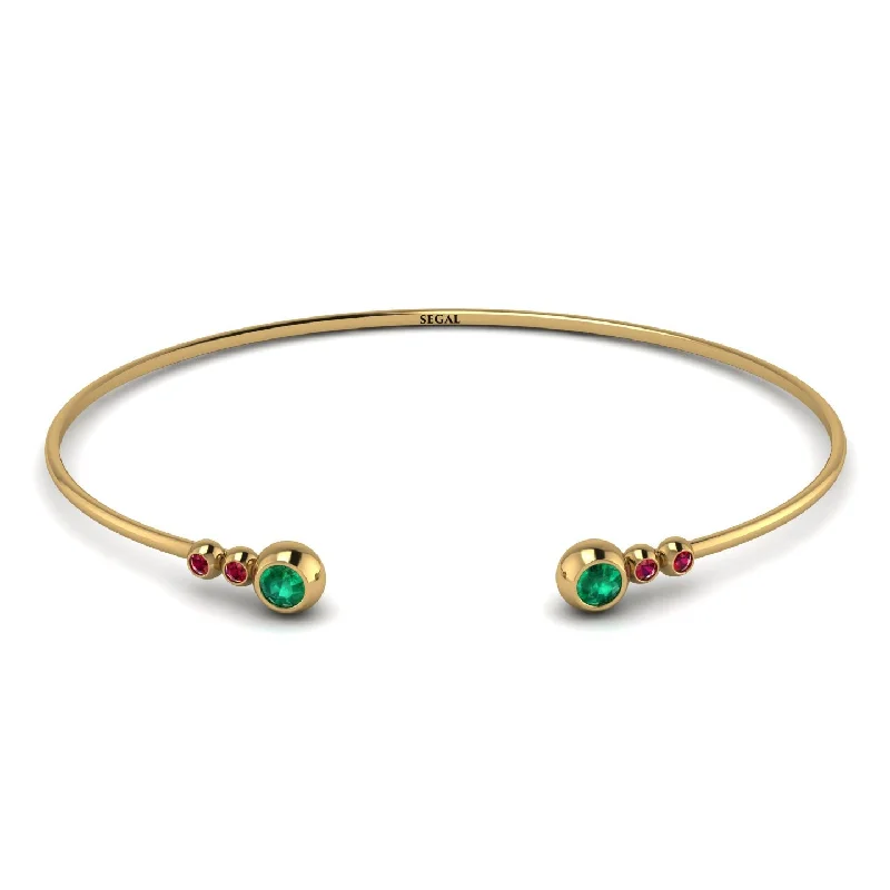 Ladies bracelets rose gold-Geometric Bezel Emerald Bracelet - Josie No. 49