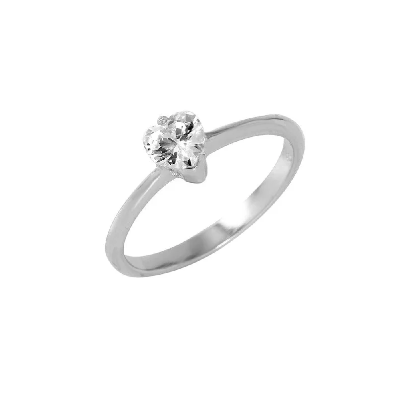 Ladies rings Mother’s Day-Silver 925 Rhodium Plated Plain CZ Ring - BGR00959