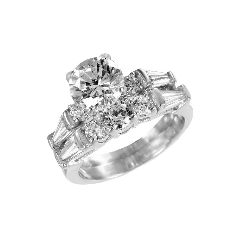 Ladies rings lightweight picks-Silver 925 Rhodium Plated Round Center CZ Ring - STR00227