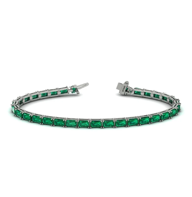 Ladies bracelets party glamour-Emerald Cut Emerald Tennis Bracelet - Rachel No. 6