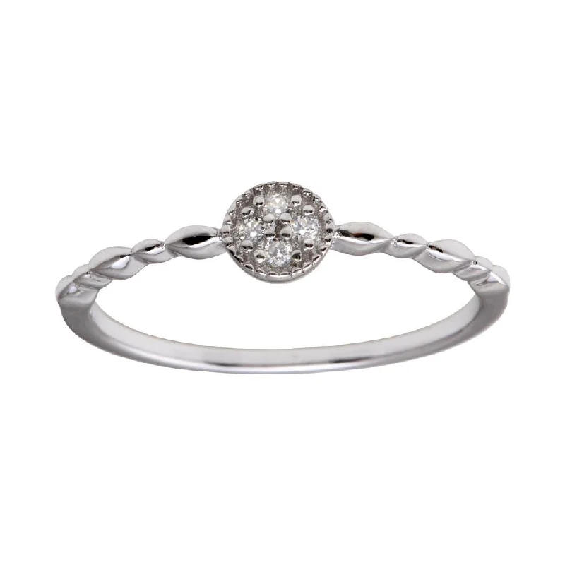 Ladies rings popular brands-Rhodium Plated 925 Sterling Silver Round Shape 4 Clear CZ Ring - BGR01228CLR