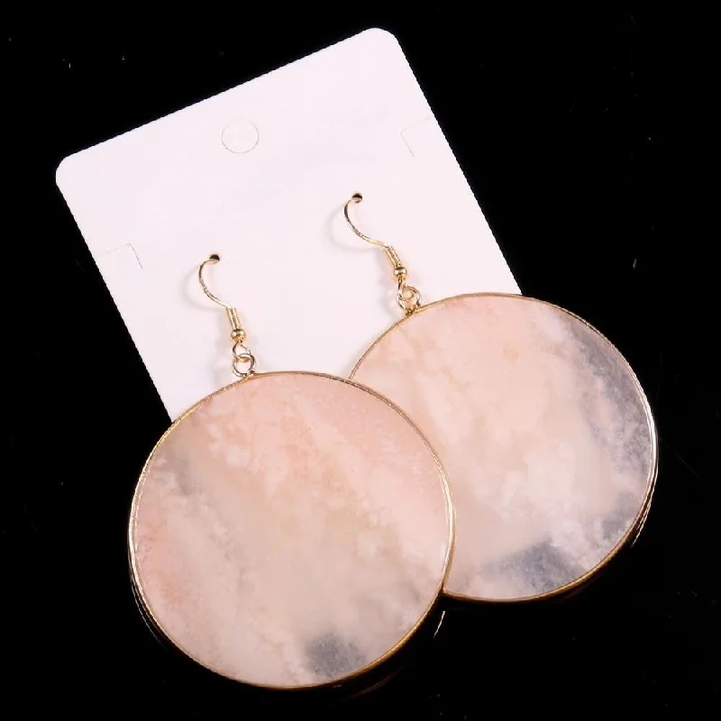 Ladies rings anniversary styles-Pink Aventurine Crystal Round Earrings