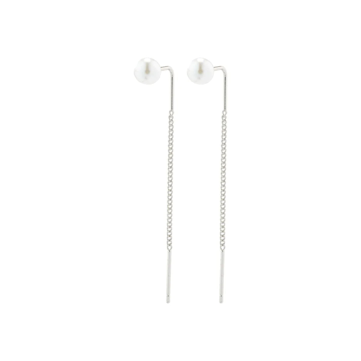 Ladies rings engagement picks-Elba Silver Plated Pull Through Pearl Earrings