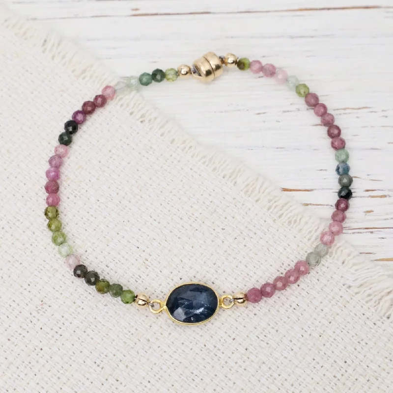 Ladies bracelets holiday gifts-Kyanite Link & Rainbow Tourmaline Bracelet