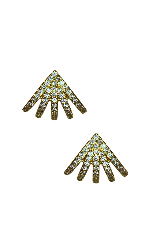 Ladies rings gold styles-5 Row Pave Earrings