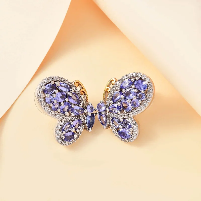 Ladies rings elegant looks-Tanzanite Butterfly Earrings