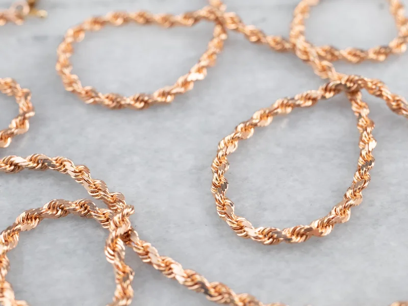 14K Rose Gold Rope Chain Necklace