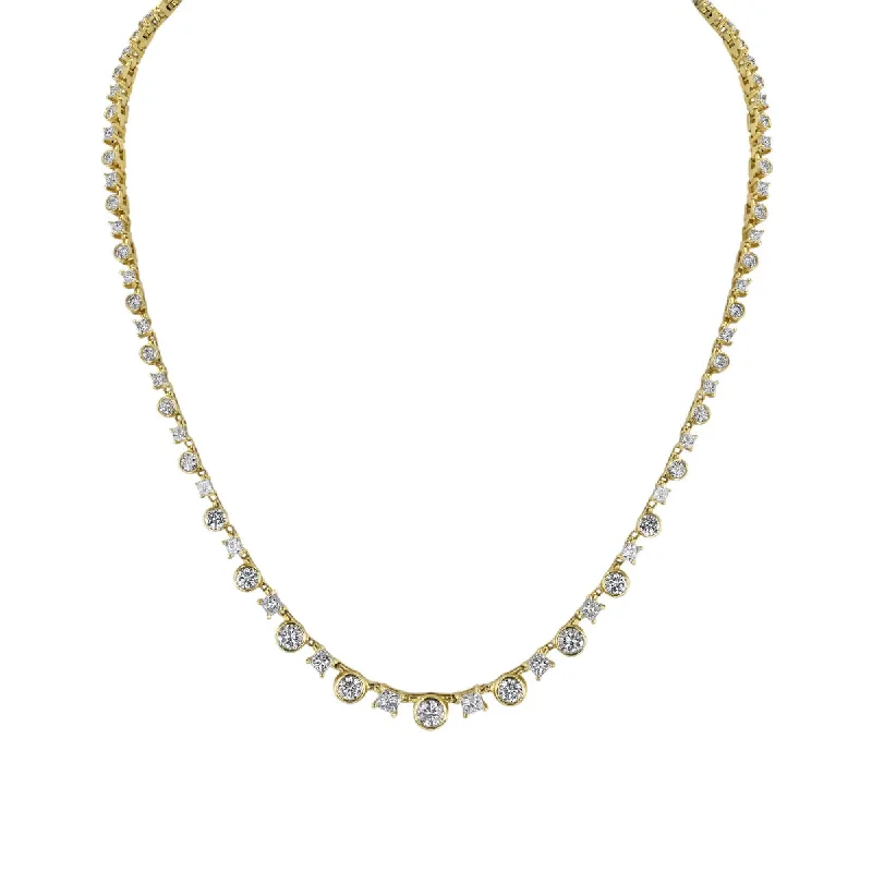 Princess Round Diamond Tennis Necklace