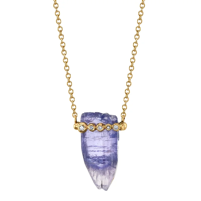 Tanzanite Crystal Necklace with Diamonds