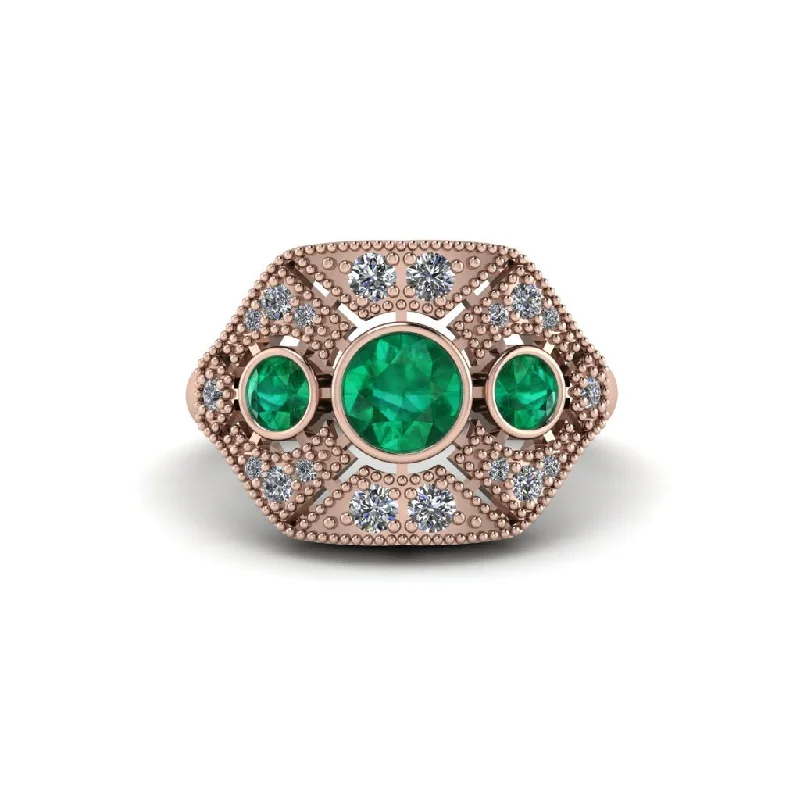 Ladies engagement rings limited editions-Emerald Art Deco Geometric Engagement Ring - Haven No. 5