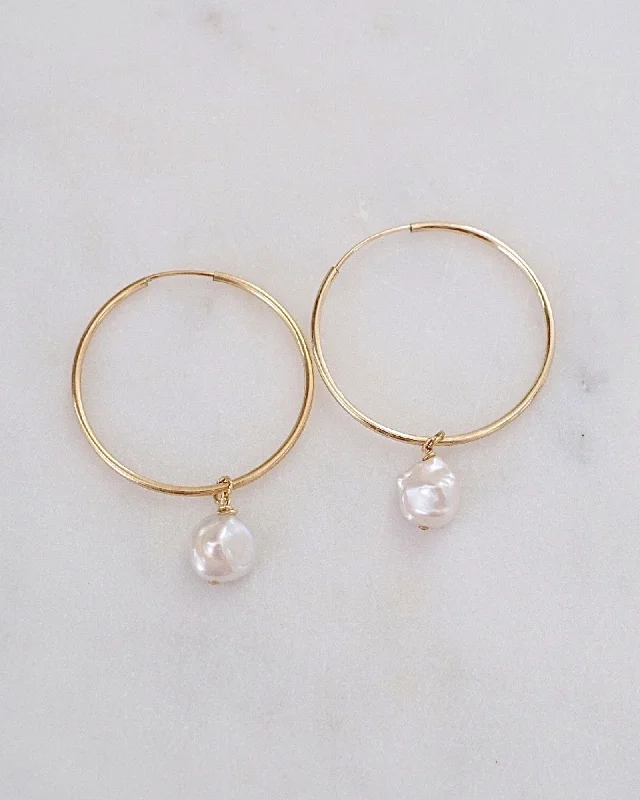 Ladies rings minimalist appeal-Keshi Pearl Hoop Earrings