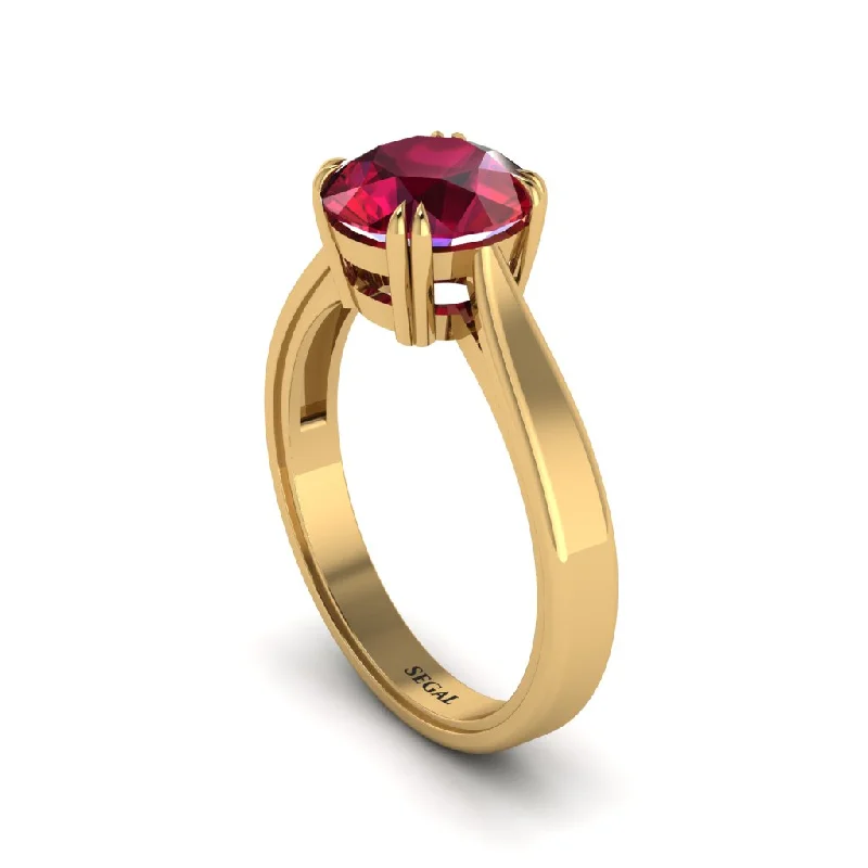 Ladies engagement rings timeless elegance-Ruby 14K Gold Solitaire Engagement Ring - Allie No. 10