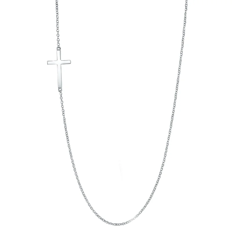 Sterling Silver Sideways Cross Necklace