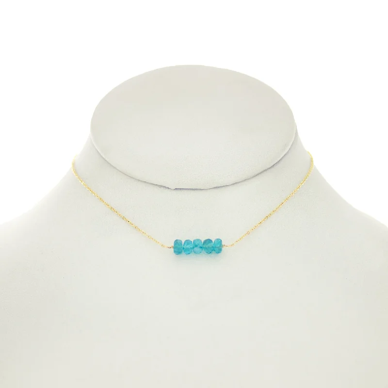 Peacock Blue Apatite Bar Necklace