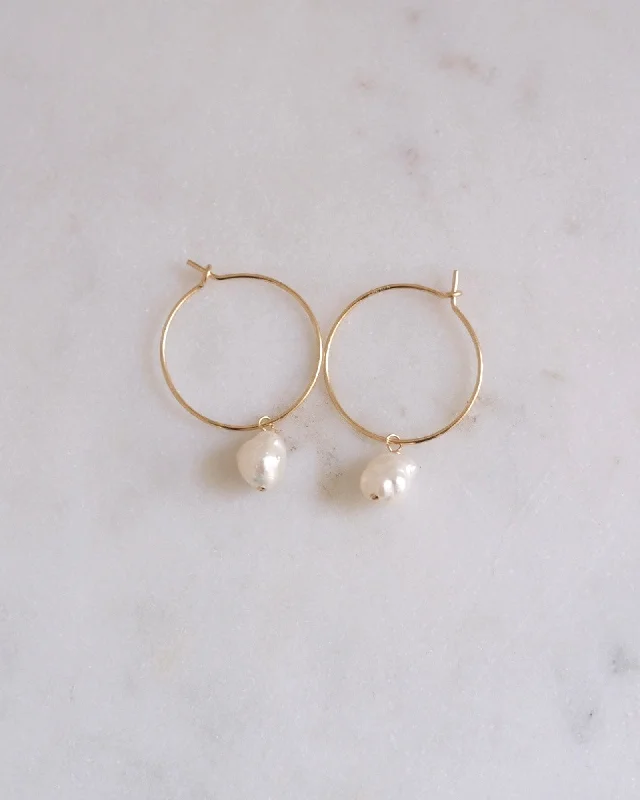 Ladies rings sister sets-Petite Keshi Classic Hoop Earrings