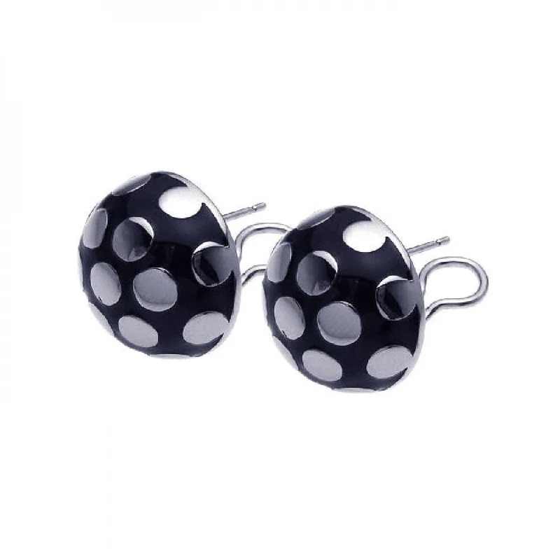 Ladies rings middle finger-Clearance-Silver 925 Rhodium Plated Black Enamel Lady Bug Lever Back Earrings - BGE00101