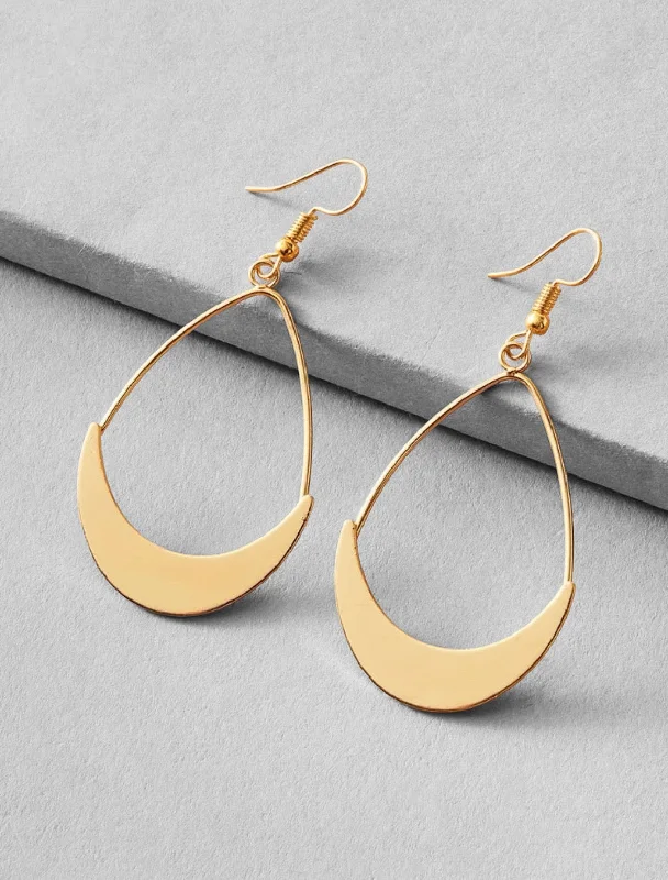 Ladies rings Christmas designs-Beautiful Gold Moon Hoop Earrings