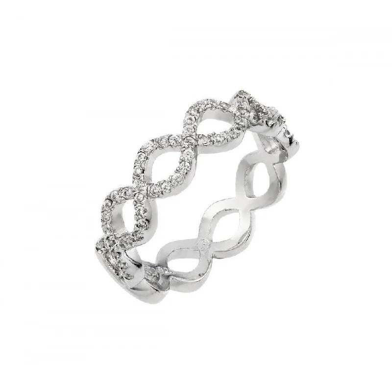 Ladies rings gift choices-Silver 925 Rhodium Plated Infinity Eternity Ring - BGR00922