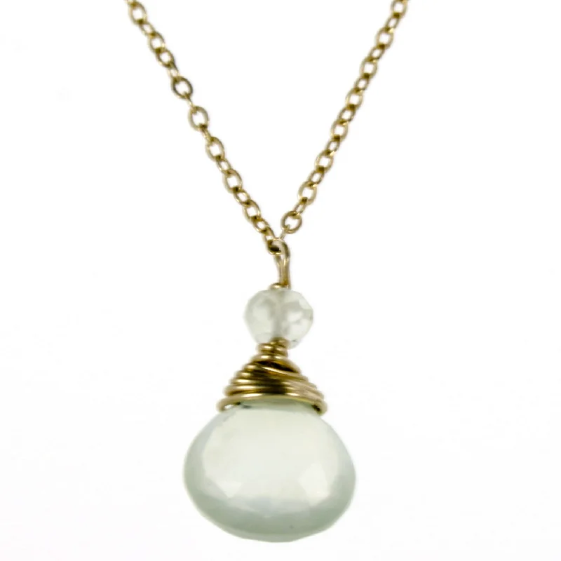 Green Prenite One Drop Necklace