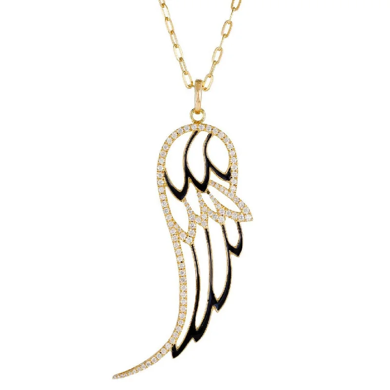 Enamel Diamond Angel Wing Necklace