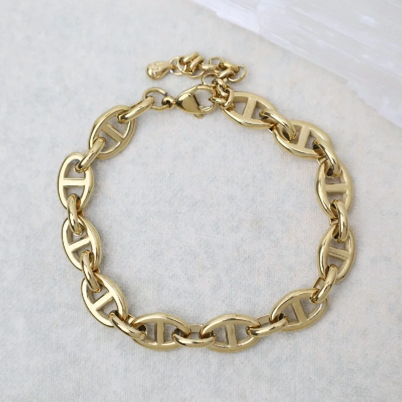 Ladies bracelets punk flair-Mariner Chain Bracelet in Gold Plated Stainless Steel