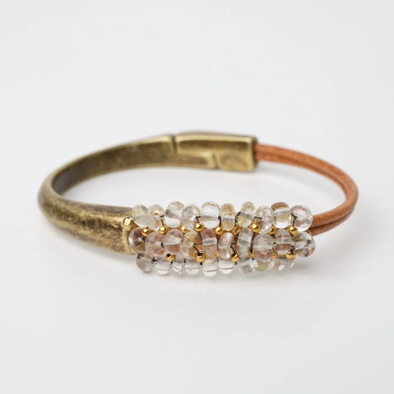 Ladies bracelets subtle luxury-Imperial Topaz with Vermeil On 2 Stand Leather Bracelet