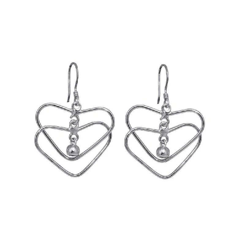 Ladies rings online shopping-Silver 925 Rhodium Plated Open Cross Heart Dangling Hook Earrings - DSE00059