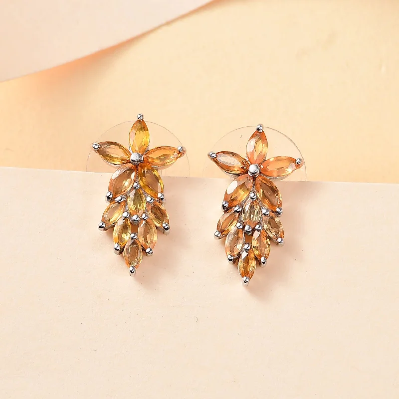 Ladies rings handmade crafts-Yellow Sapphire Cascade Earrings