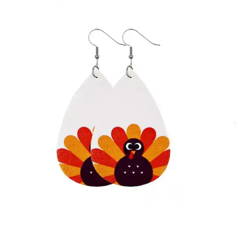 Ladies rings Asian designs-Leather Turkey Drop Earrings