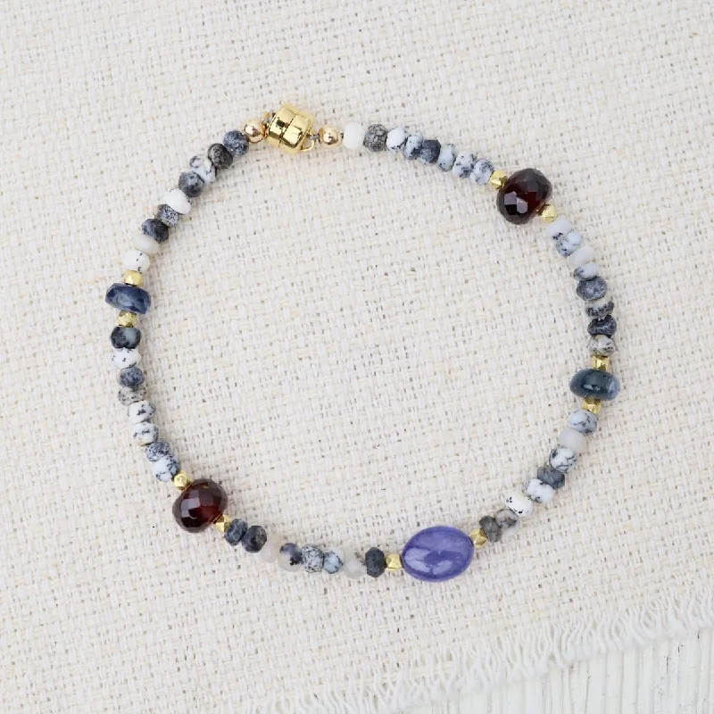 Ladies bracelets mature styles-Dendritic Opal & Tanzanite Bracelet