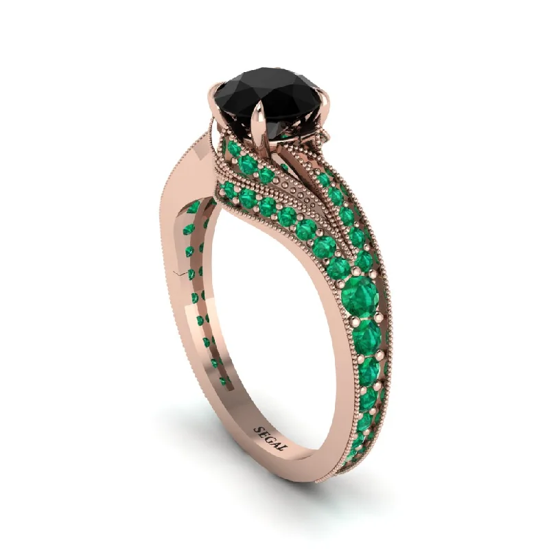 Ladies engagement rings budget finds-Emerald 14K Gold Pave Engagement Ring - Magnolia No. 23