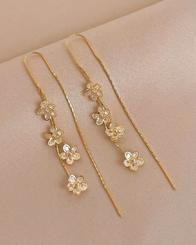 Ladies rings office elegance-Beautiful Flower Threader Earrings