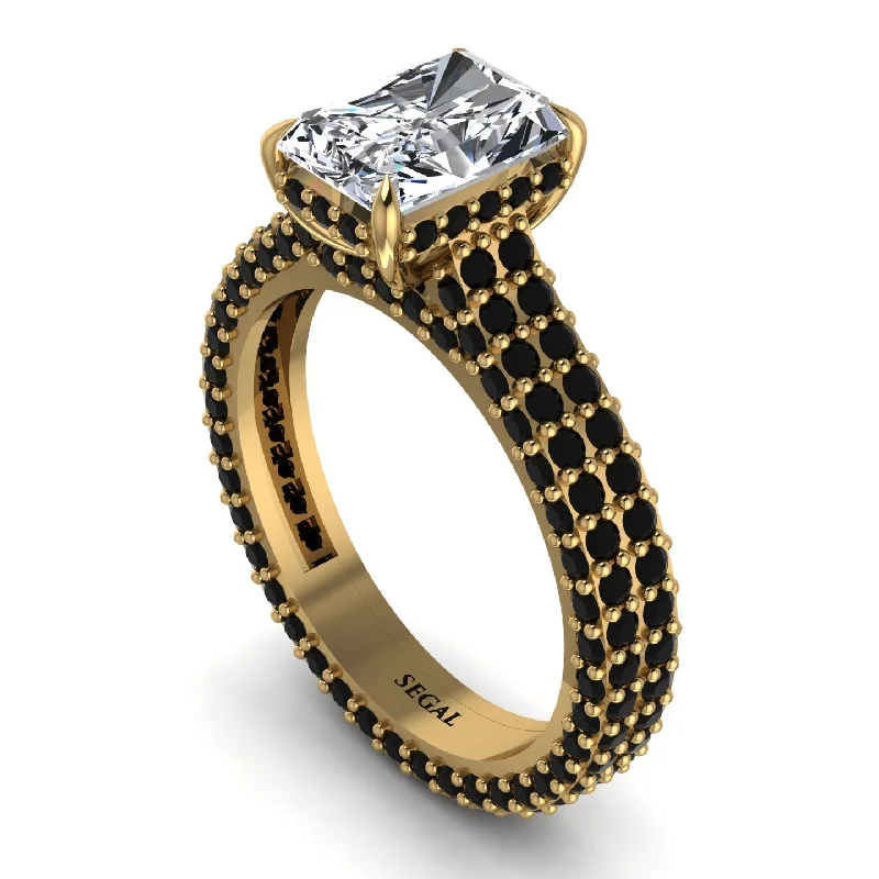 Ladies engagement rings gold bands-Radiant Cut Diamond Pave Engagement Ring - Kenzie No. 31