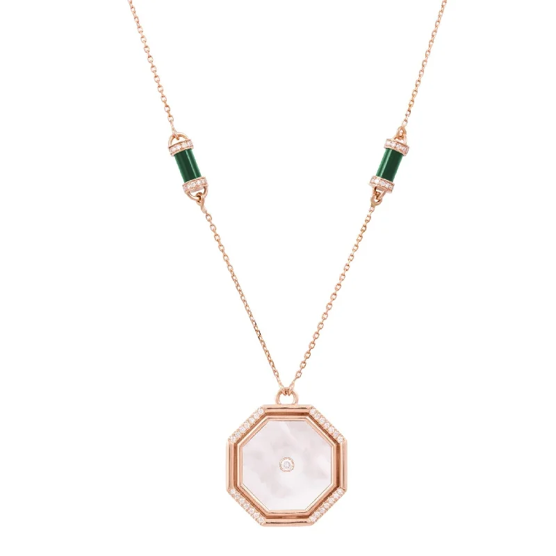 Mother of Pearl Hexagon Amulet Necklace