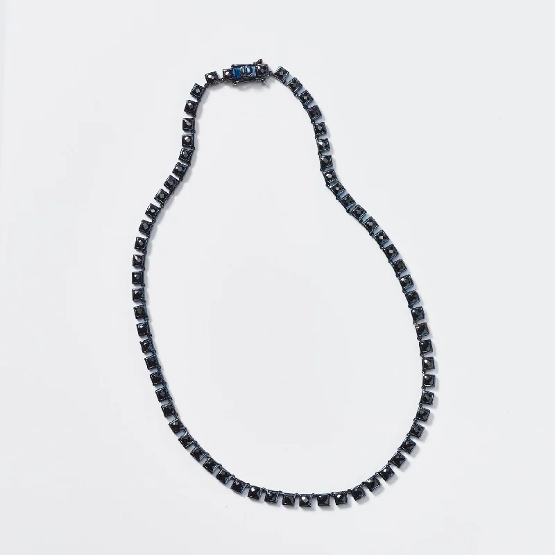 Mini Black Spinel Tile Rivière Necklace