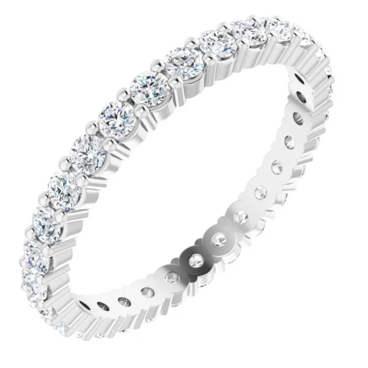 Ladies rings standout pieces-14K White 1 CTW Lab-Grown Diamond Eternity Band Size 7