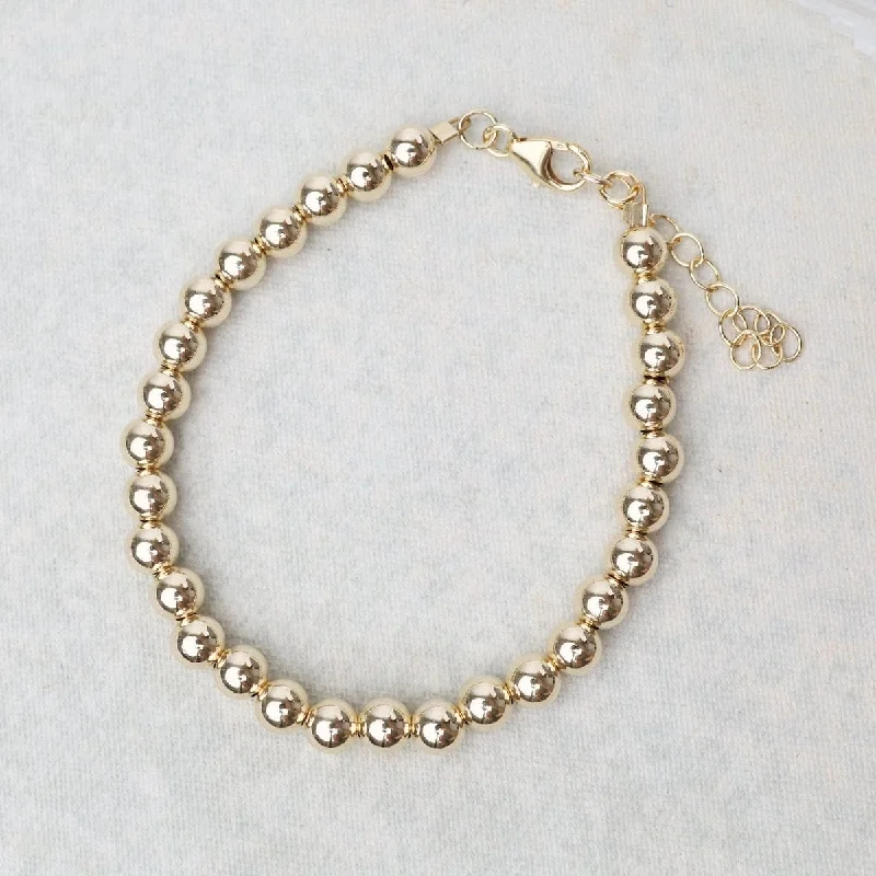 Ladies bracelets pure silver-5mm Gold Filled Luxe Beaded Bracelet