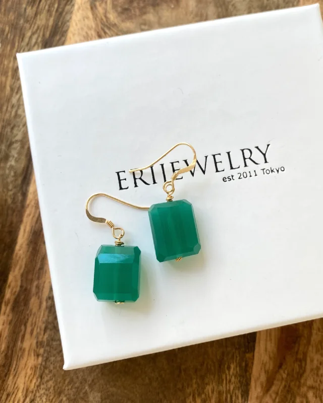 Ladies rings luxury picks-Green Onyx Fancy Earrings