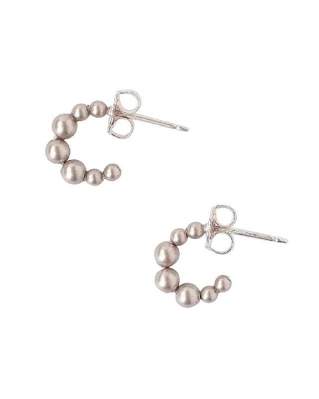 Ladies rings sale offers-Mini Multi Pearl Hoop Earrings - Platinum