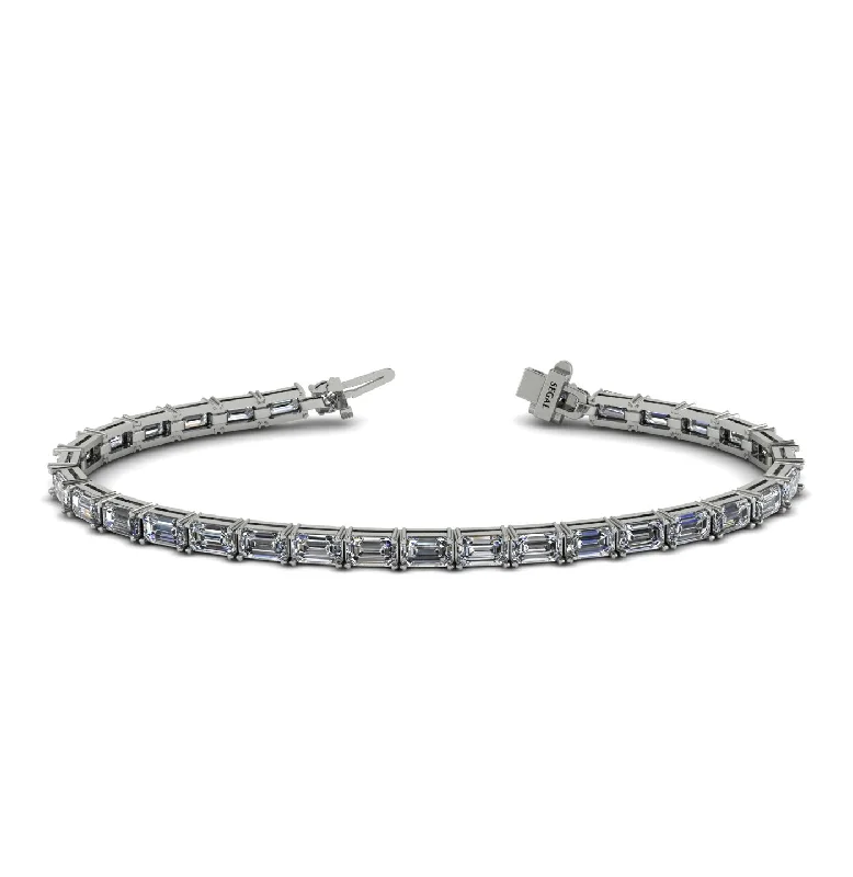 Ladies bracelets geometric patterns-Emerald Cut Diamond Tennis Bracelet - Rachel No. 3