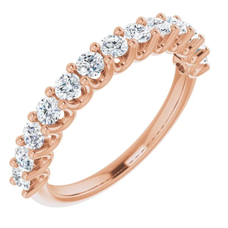 Ladies rings natural gems-14K Rose 9/10 CTW Lab-Grown Diamond Anniversary Band