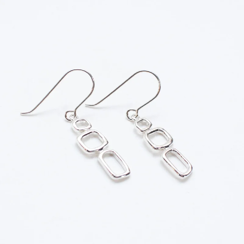 Ladies rings age suitability-Silver Mod Shaped Earrings