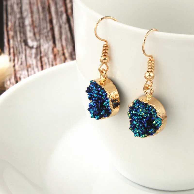 Ladies rings mature styles-Druzy Rainbow Quartz Earrings