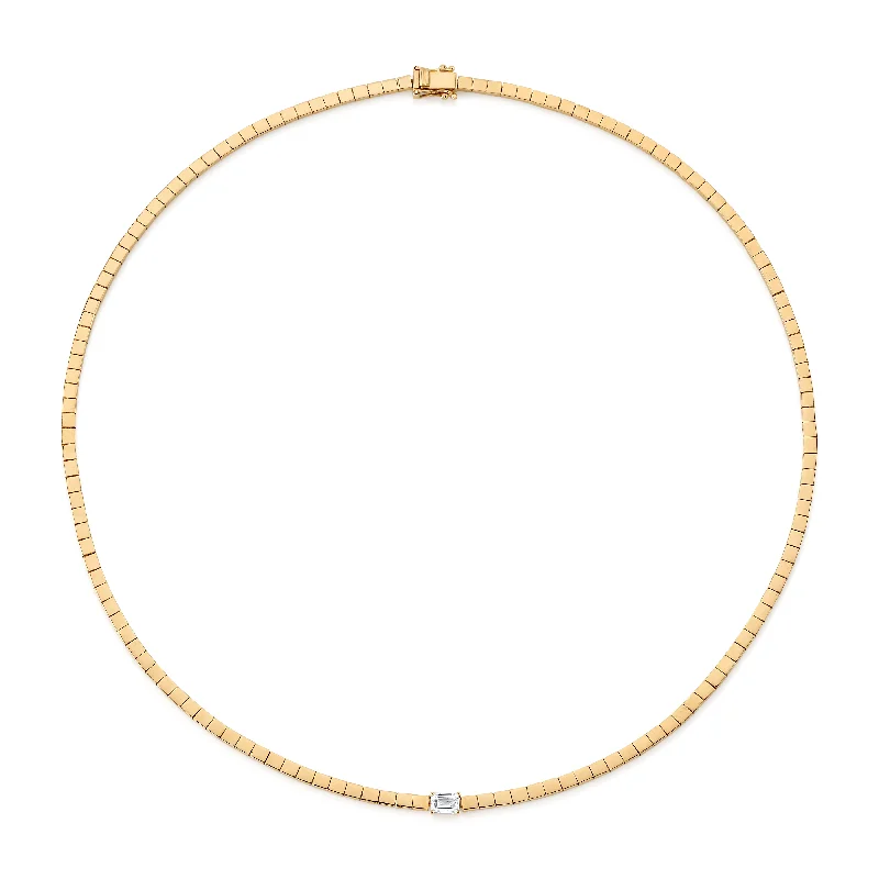 Baguette Diamond Smooth Collar Necklace