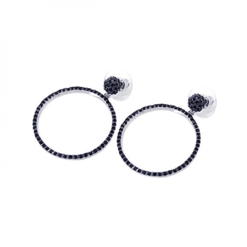 Ladies rings investment value-Clearance-Silver 925 Black Rhodium Plated CZ Dangling Earrings - BGE00076