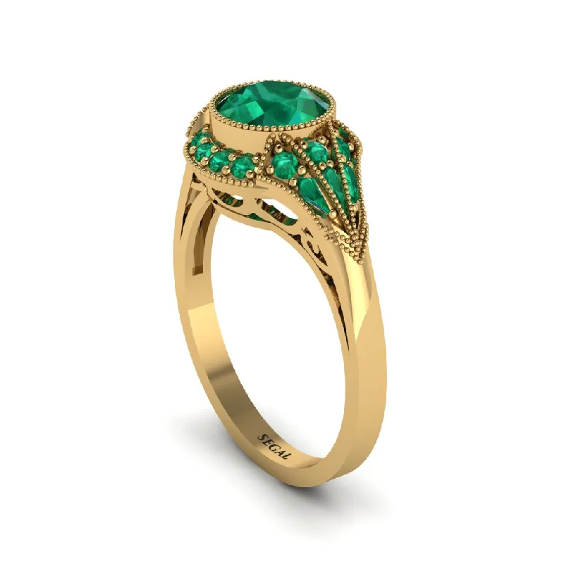 Ladies engagement rings conflict-free-Emerald Vintage-Inspired Besel Engagement Ring - Makenzie No. 19