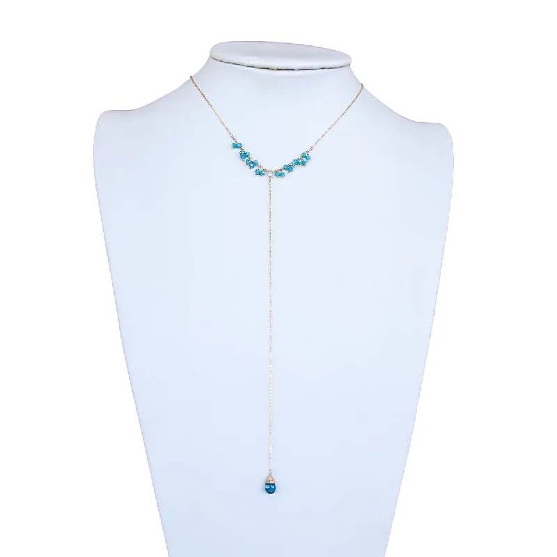 Dark Blue Apatite with Beaded Chain Y Necklace