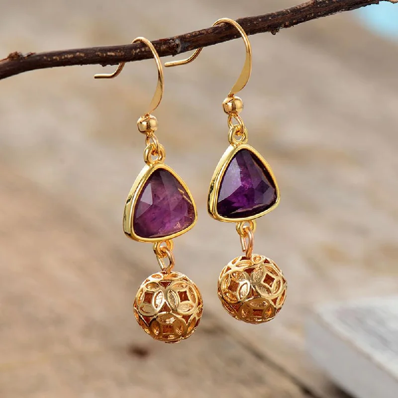 Ladies rings online shopping-Amethyst Royal Earrings