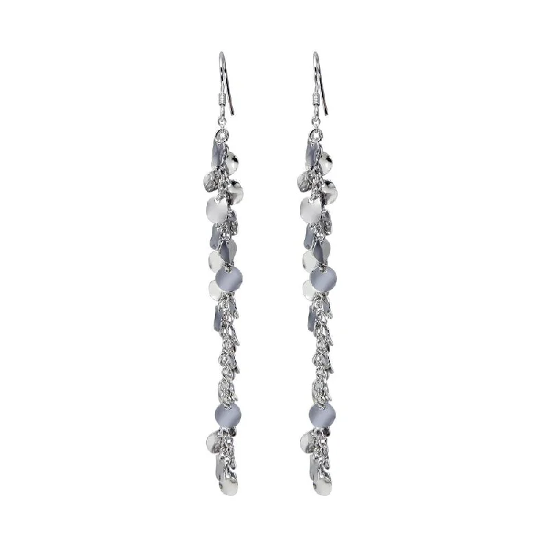 Ladies rings proposal gifts-Silver 925 Rhodium Plated Dangling Hook Earrings - DSE00064