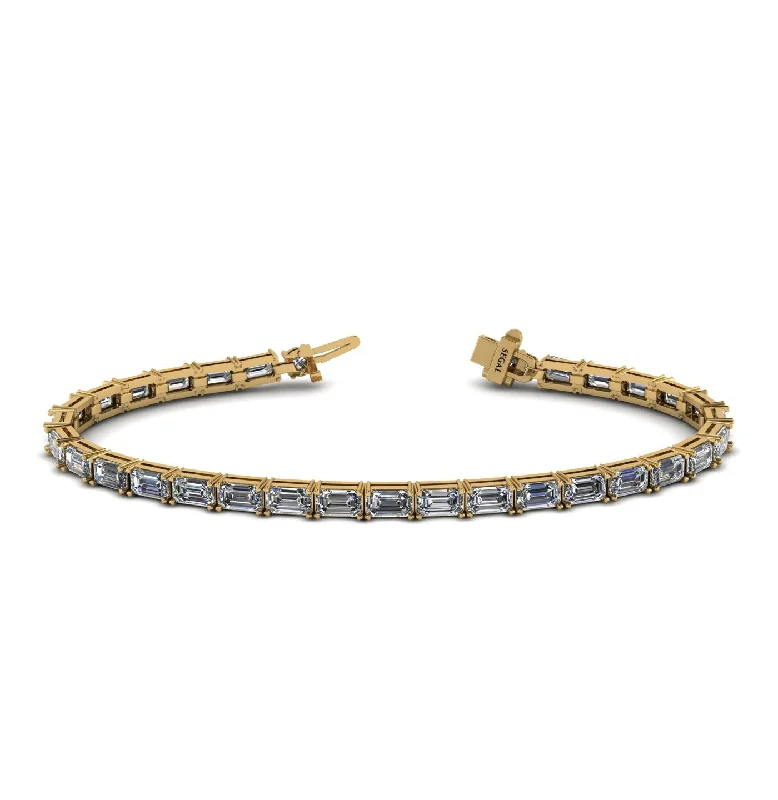 Ladies bracelets openwork patterns-Emerald Cut Diamond Tennis Bracelet - Rachel No. 1